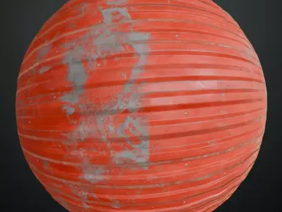 Worn Red Painted Corrugated Steel Siding PBR Seamless Texture