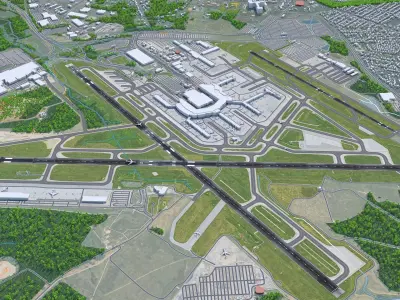 Baltimore Washington Thurgood Marshall Airport 10km Low-poly 3D model