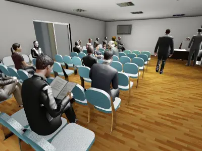 Hospital with interion beds and desks 3D model