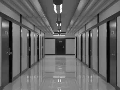 Hallway corridor in office building - 3D model