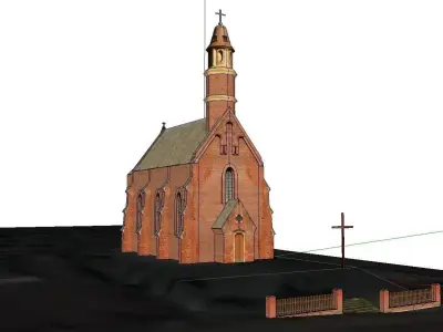 Architecture-Religion-God-Culture-Temple-068 church with cros... 3D model
