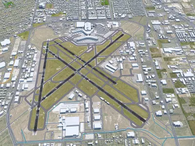 Houston William Hobby Airport 10km Low-poly 3D model