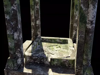 Medieval Broken Alter Low-poly 3D model