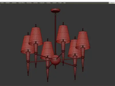 VERSAILLES CHANDELIER WITH PAINTED SHADE Low-poly 3D model
