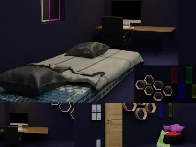 Tiny room Free low-poly 3D model