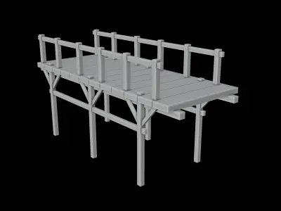 Wooden Bridge for games   Low-poly 3D model