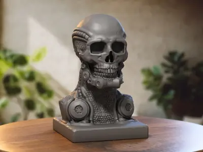 Robot Skull dragon bust Cyborg skull dragon 3D print model purchase