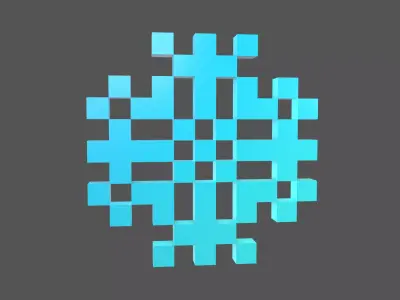 Pixel Snowflake v2 003 Low-poly 3D model