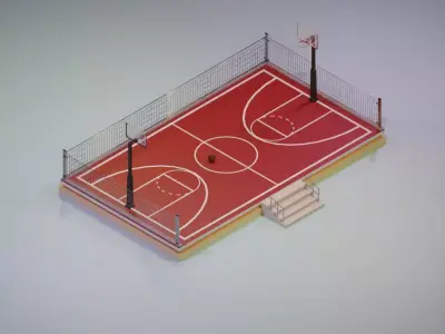 Basketball Court Low-poly 3D model