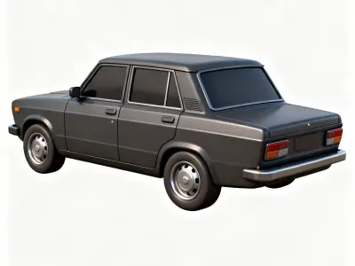 Stylized Charcoal Sedan 3D Model Low-poly 3D model