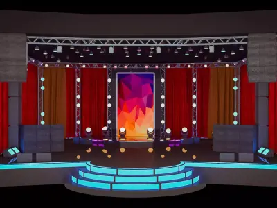 STAGE with curtains and lights 3D model