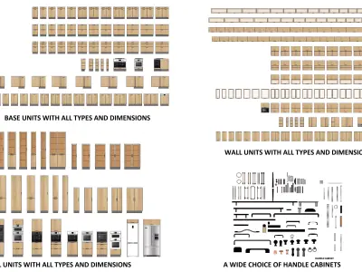 KITCHEN CABINET WITH ALL TYPES AND DIMENSIONS 3D model