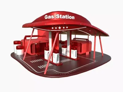 SciFi Gas Station A05 Red - Sci Fi Exterior Design Low-poly 3D model