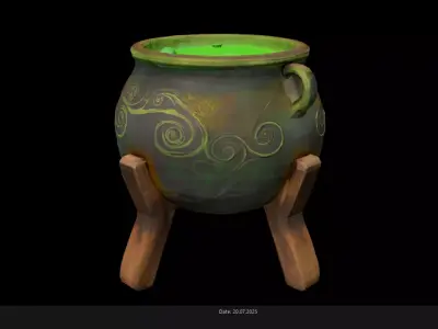 Low Poly Stylized Poison Cauldron Low-poly 3D model