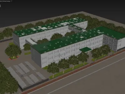 Japanese School Building - Environment Low-poly 3D model