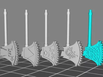 Wolf viking style chain axes - Set of 7 designs 3D print model