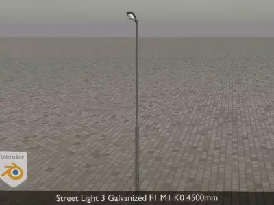 Street Light 3 Galvanized F1 M1 K0 4500mm Low-poly 3D model