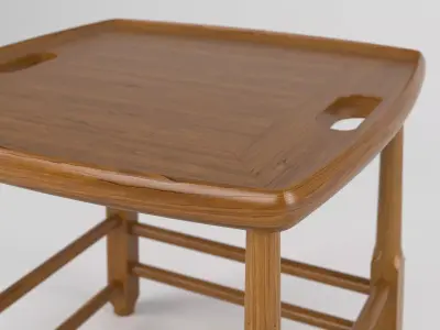 Magrini stool with wooden seat 3D model