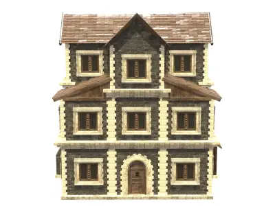 medieval house low poly city town residential house 32 Free low-poly 3D model