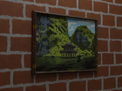 TempleTable tall wall with door Low-poly 3D model