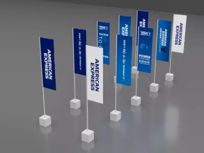 flags with gate with 3D model