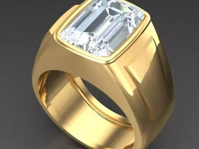 Light Gold Diamond Men Ring 2MR053 3D model