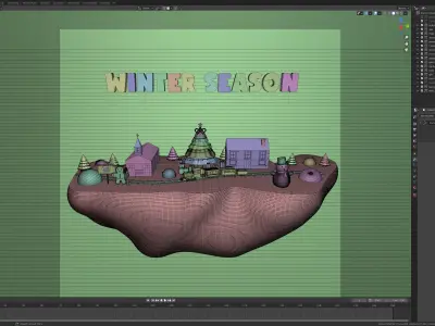 Winter Scene Low-poly 3D model