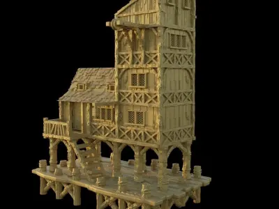 Old Lake Town Tabletop Terrain 28 MM 3D print model