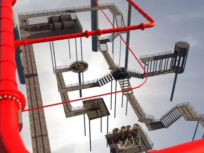 Sci-Fi Cosmic Station Spaceship Landing Base Facility  3D model