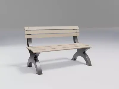 bench - metallic - modern  Low-poly 3D model