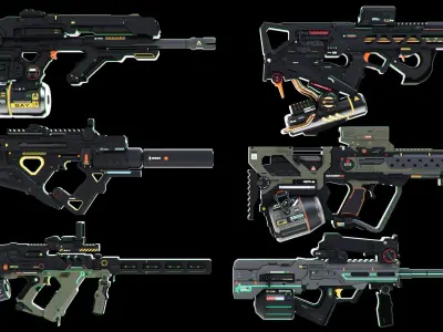 Sci-Fi Rifles Set Kitbash  3D model