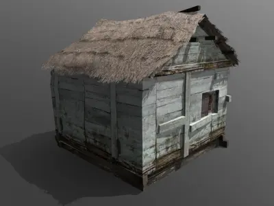 Wooden Hut Low-poly 3D model