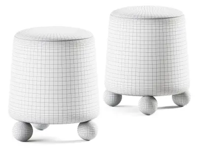 Morro round pouf by Kelly Wearstler 3D model