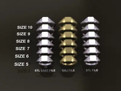 Dainty Thin Signet Antique Style 1 Round Mix Size 3D print model