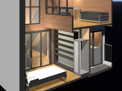 Apartment room in section cut 25-66 3D model