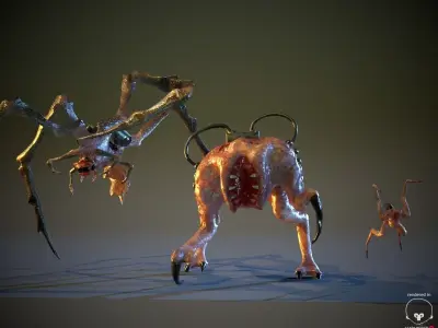 Game Alien Pack 3 Characters LowPoly Low-poly 3D model