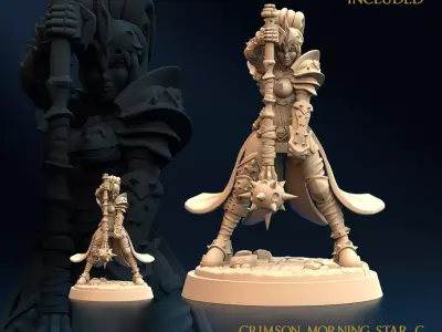 Armored Warrior Crimson Morning Star C Nude 32mm and 75mm 3D print model