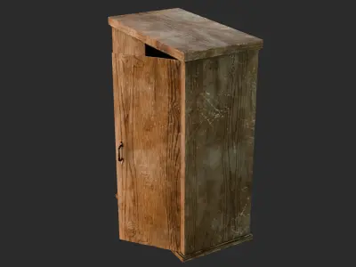 Old Wooden Wardrobe - Stylized Game Prop Low-poly 3D model