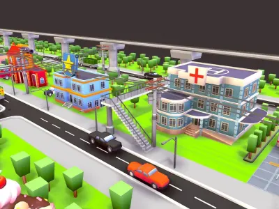 City Set - Low Poly Pack Low-poly 3D model
