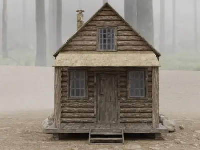 Abandoned House in Forest by Nikdox Low-poly 3D model