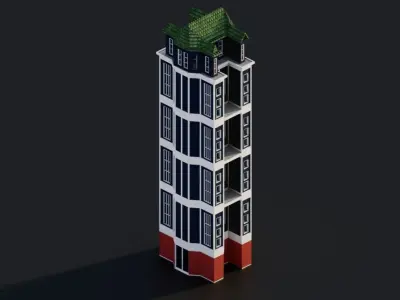 Pack Cartoon Buildings Low-poly 3D model