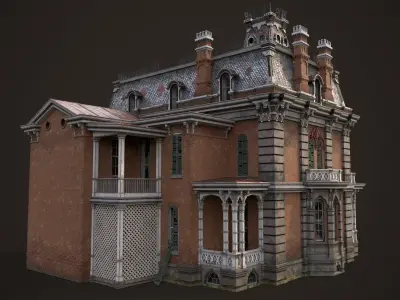 Old American House Abandoned Low-poly 3D model
