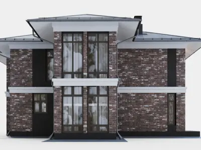 Modern two-story cottage 3D model