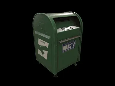 Realistic US Post Box Low-poly 3D model