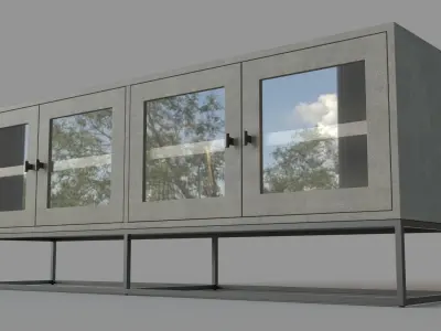 Olivia Faux Shagreen Media Console 3D model