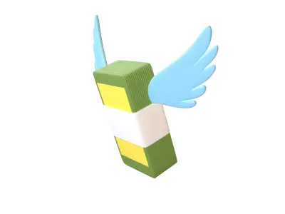 Cartoon Money With Wing V1 006 Low-poly 3D model