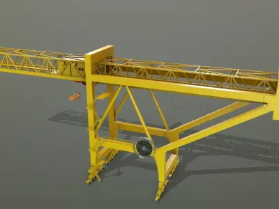  PBR Port Container Crane - Yellow Light Low-poly 3D model