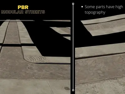 Modular package streets and sidewalks Low-poly 3D model Low-poly 3D model