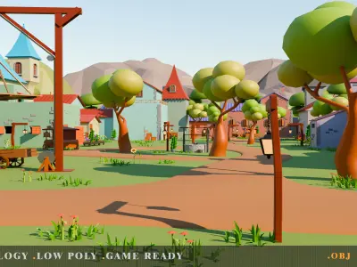 fantasy village Low-poly 3D model purchase