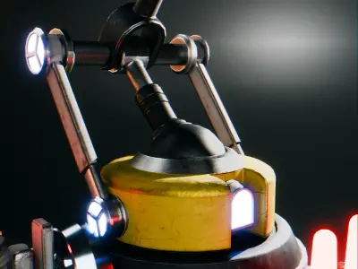 Stationary Teleport Gun - Retro-Sci-Fi Low-poly 3D model